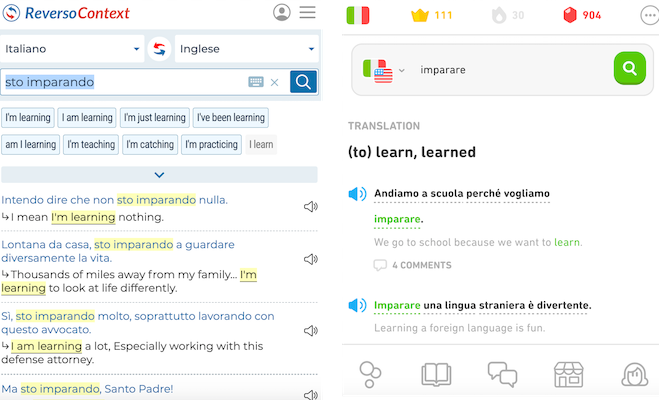 Open in DuoLingo or Reverso