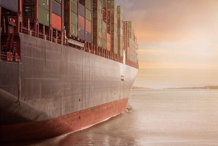 Cargo import container ship